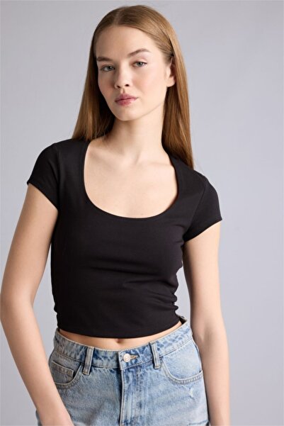 DeFacto Γυναικείο T-shirt H1560AX/BK81 ΜΑΥΡΟ