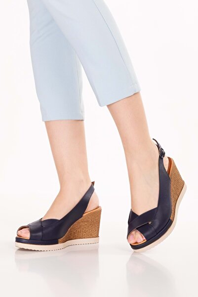 Gondol Γνήσια δερμάτινα πέδιλα με σφήνα σόλα για καθημερινή χρήση pkr.501 Μπλ...