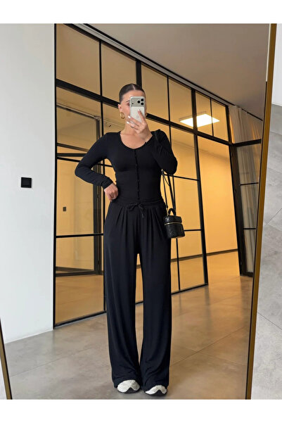 My Blog Μαύρο κοστούμι με κουμπιά από 100% κασμίρ - 4244