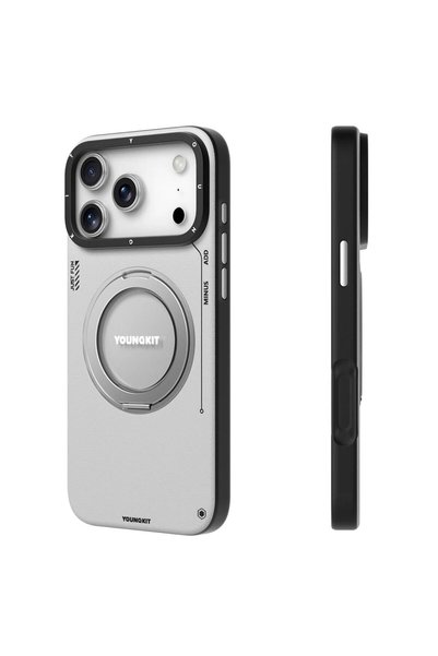 Youngkit iPhone 17 Pro Max Leather Case 360° Rotating Magnetic Stand Shockproof Back Cover