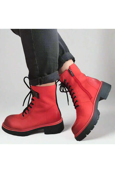 PASS Γυναικεία casual μποτάκια 50036A 05-N ΚΟΚΚΙΝΟ - Κόκκινο, 38