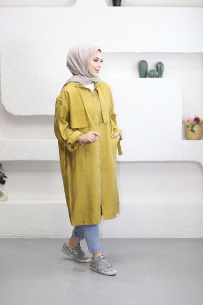 Suede Style 6348- Άνετο και κομψό γυναικείο τουνίκ με μακριά κουκούλα, με τσέ...