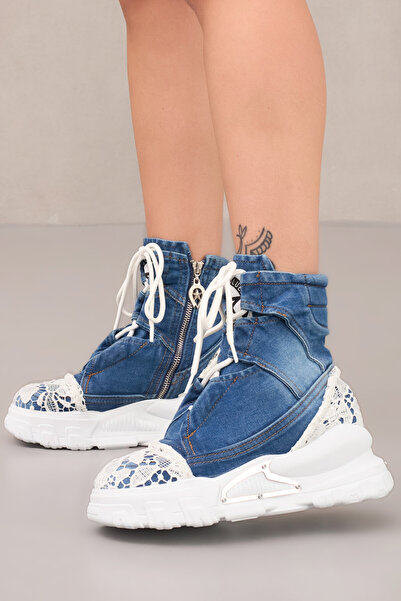 StarBlueMooN Women's Denim with Lace Details Summer Collection Boz