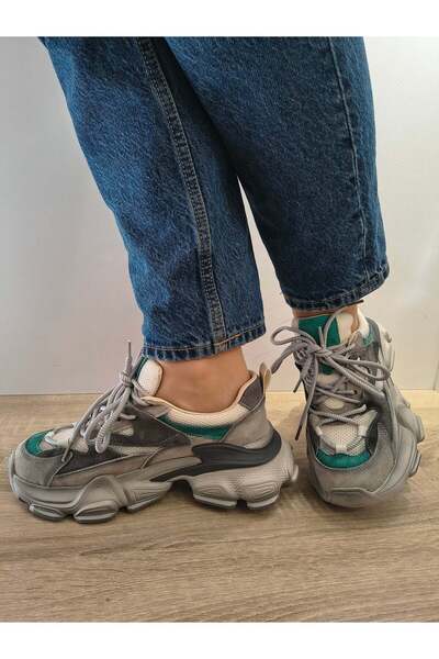 FRANCO GERARDO ΓΥΝΑΙΚΕΙΑ ΑΘΛΗΤΙΚΑ ΠΑΠΟΥΤΣΙΑ HY 5798 ΓΚΡΙ ΜΕ ΑΝΟΙΧΤΟ ΠΡΑΣΙΝΟ - 39