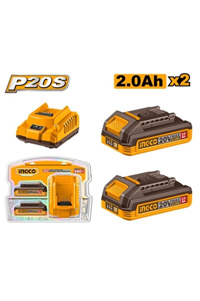 Ingco Σετ μπαταρίας 20 V 2 Ah με φορτιστή