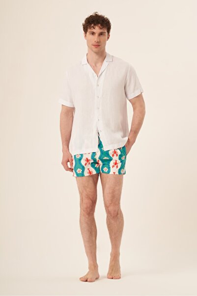 Whitefin Men's Short Sleeve Linen Shirt White