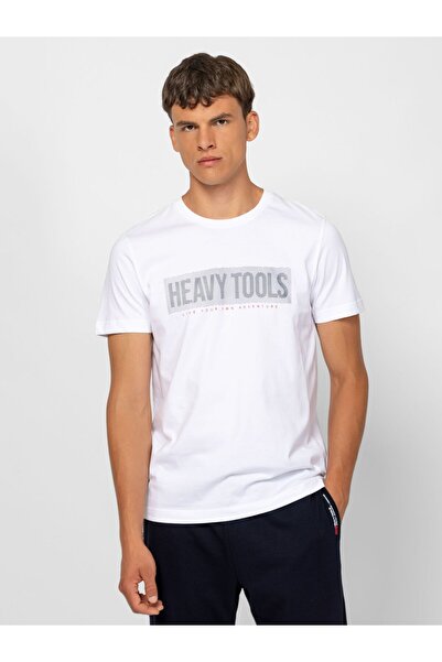 Heavy Tools Tricou alb de bărbați cu mânecă scurtă, mărimea M