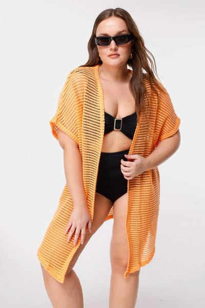 Shape Of You Πλεκτό μακρυμάνικο διχτυωτό κιμονό