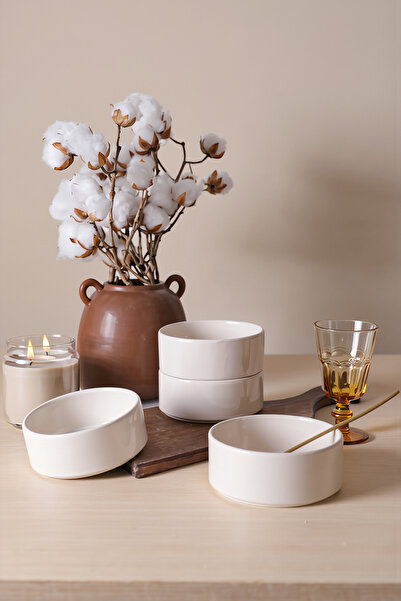 Keramika Κρεμ Στοιβαζόμενο Μπολ 14 εκ. 4 Τεμάχια 025