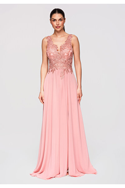 Larica OMBRE Γυναικείο Μάξι Φόρεμα Βραδινό LA-OM-DLR308 Κοραλλί