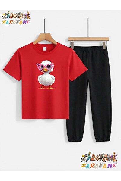 ZAROKANE Duck with Glasses Printed Top and Bottom Tracksuit/T-Shirt Children'...