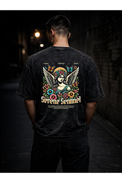 FREAK T-SHIRT Unisex Oversize Πλυμένο Μαύρο T-Shirt – Σχέδιο Streetwear με Γο...