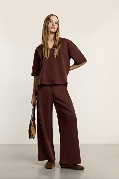LEFTIES Wide leg interlok pantolon