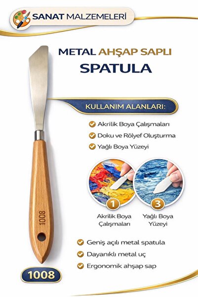Artdesign Profesyonel Ahşap Saplı Çelik Spatula Yağlı Boya, Akrilik Boya, Tuv...