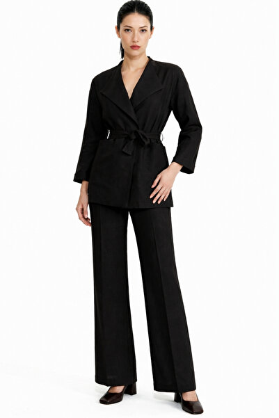 HAKKE Σετ παντελονιού με διπλό στριφωμένο σακάκι με ζώνη