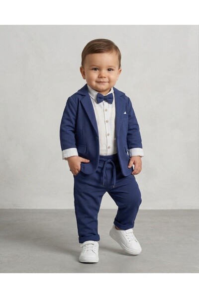 Ege Bebek Baby Boy Blue Jacket, Pants, Snap Button Shirt, 3-6-9-12-18-24 Mont...