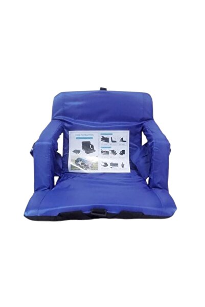 B&D Adjustable Floor Chair with Back Support, Foldable Cushioned Seat, Blue