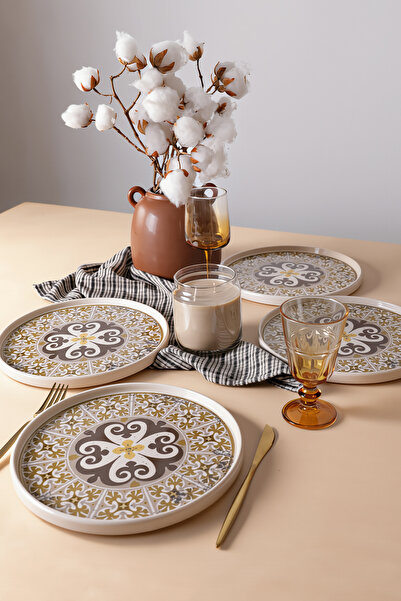 Keramika Διαχρονικό Καφέ Στοιβαζόμενο Πιάτο Σερβιρίσματος 27 εκ. 4 Τεμάχια 21973