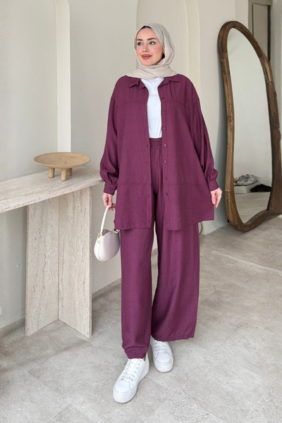 Tesettür Diyarı Καλοκαιρινό Σετ Τσέττουρ Ρένχα - Δαμασκηνί