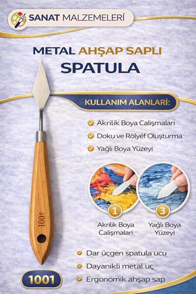 Artdesign Profesyonel Ahşap Saplı Çelik Spatula Yağlı Boya, Akrilik Boya, Tuval