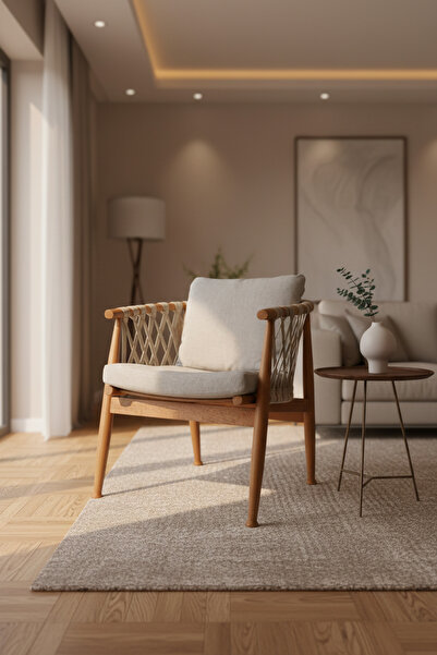 Muzzi Cozora Sandalye Ahşap Koltuk 61x62x78 cm – Modern İç Mekan Kolçaklı San...