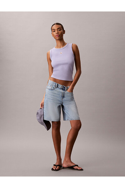 Calvin Klein Kadın Woven Label Baby Rib T-shirt