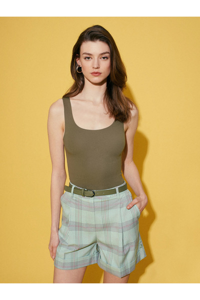 Dilvin 32778 Αθλητικό μπλουζάκι με στρογγυλή λαιμόκοψη-Χακί