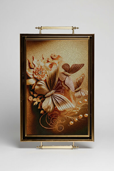 İpek Porselen Gold Butterfly Patterned 40X28Cm Luxury Presentation and Servic...