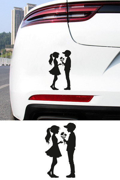 New Jargon Sevgili Oto Sticker - Çift Silüet Araba Sticker - Çift Sticker - M...