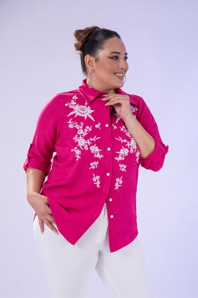 Roxxlen Women's Plus Size Embroidered Shirt