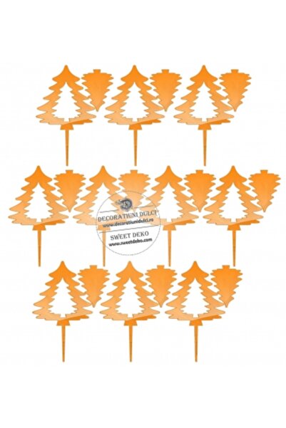 Decoratiuni Dulci Σετ 20 braduti, μίνι διακοσμητικά κορυφών - Πορτοκαλί