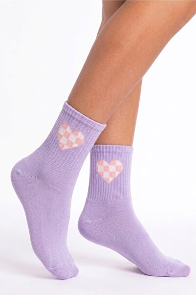 Esinti جوارب ملونة للجنسين بنمط قلب - جوارب قطنية على طراز التنس