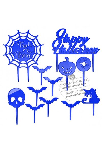 Decoratiuni Dulci Διακοσμητικό τοπερ για το Halloween, από πλεξιγκλάς - Μπλε