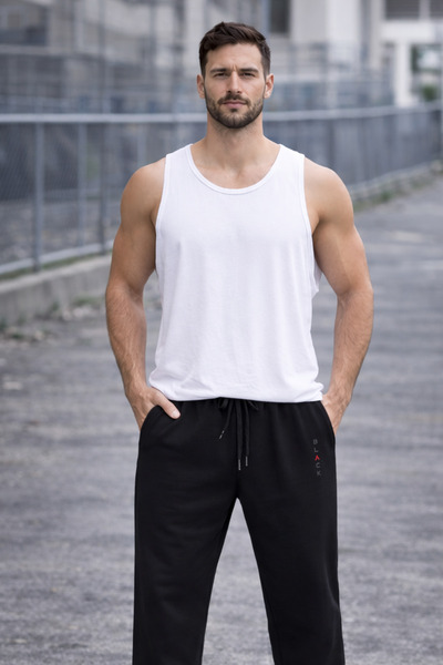 DEEPSENCE Men's Black Oversize Baggy Sweatpants Straight Leg Comfortable Fit ...