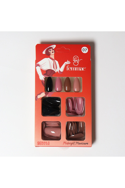 femmac Midnight Manicure Press-On False Nails – Reusable, Lightweight, Salon ...