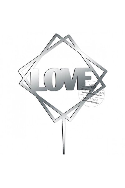 Decoratiuni Dulci Διακοσμητικό γεωμετρικό σχέδιο αγάπης, πλεξιγκλάς - Ασημί κ...