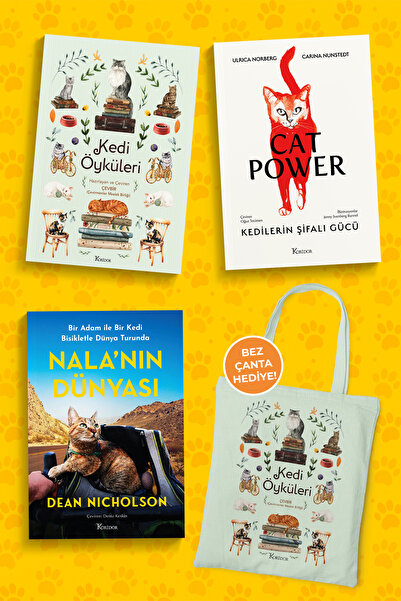 Koridor Yayıncılık Kediseverlere Özel 3 Kitap Seti + Bez Çanta Hediyeli
