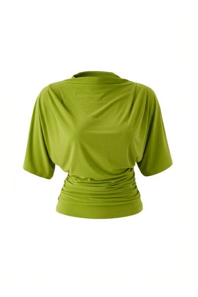 World Fashion Trends OIL GREEN Ελαστική μπλούζα με μανίκια νυχτερίδας και κορ...