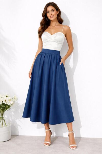 Atelier Irene Μπλε φούστα, μίντι.