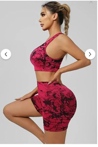 SimpluAcasa Women's 2-Piece Tie-Dye Fitness Set, Short Leggings + Sports Bra,...