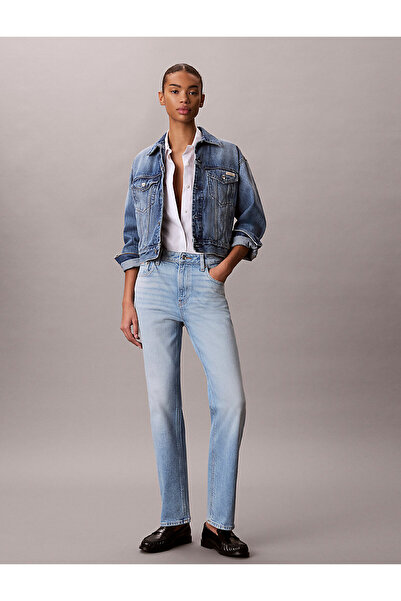 Calvin Klein Kadın Yüksek Bel Straight Fit Lapis Jean