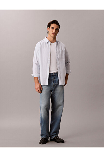 Calvin Klein Erkek LS Stripe Oxford Classic Gömlek