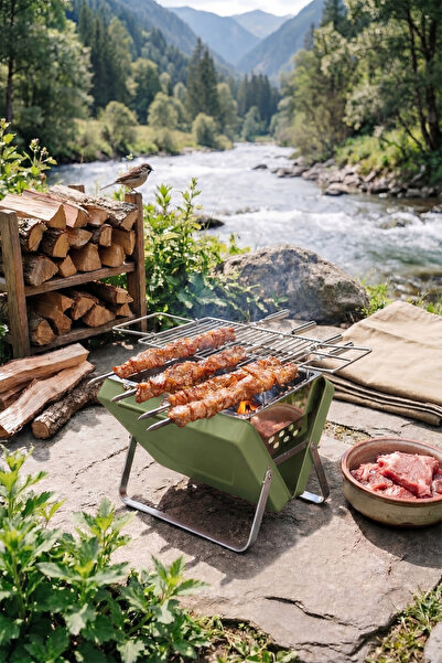 Chefclub Katlanabilir Kolay Taşınabilir Çanta Şeklinde Portatif Mangal BBQ