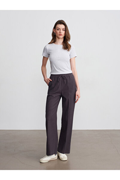 Dilvin 72266 Παντελόνι με ελαστική μέση - Καφέ