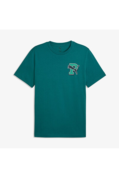 Puma Tricou verde cu imprimeu grafic pentru bărbați