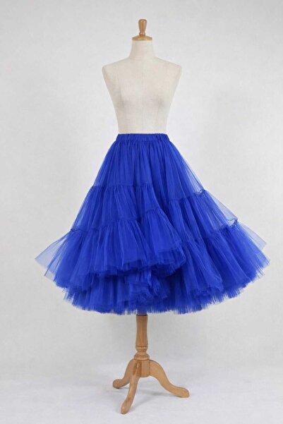 TESATURI OUTLET Φάιν Χάγιαλ Τούλι πλάτους 3 μέτρων, χρώμα ηλεκτρικό μπλε