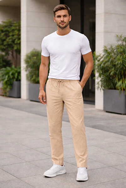 More Black Linen Men's Jogger Pants