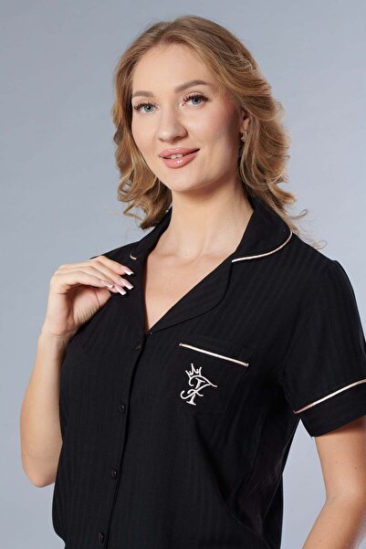 FLZ Short Sleeve Striped Woven Pajama Set 88-132