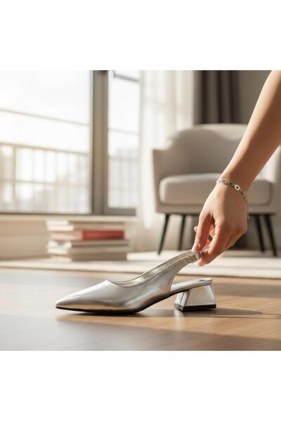 mersin md tekstil γυναικεία ασημένια παπούτσια με τετράγωνο τακούνι