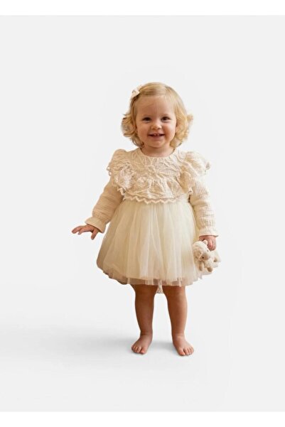 Butik KIZ BEBEK %100 PAMUKLU TÜTÜ DETAYLI ELBİSE ÖZEL GÜN ELBİSESİ